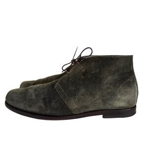 Velasca Mens Dark Green Suede Leather Ankle Boots Sz-45 US 12 Handmade in Italy